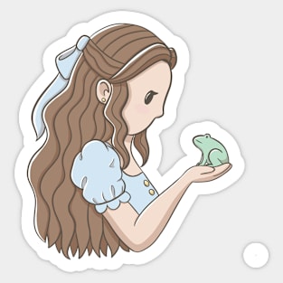 Girl & frog Sticker